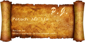Petsch Júlia névjegykártya
